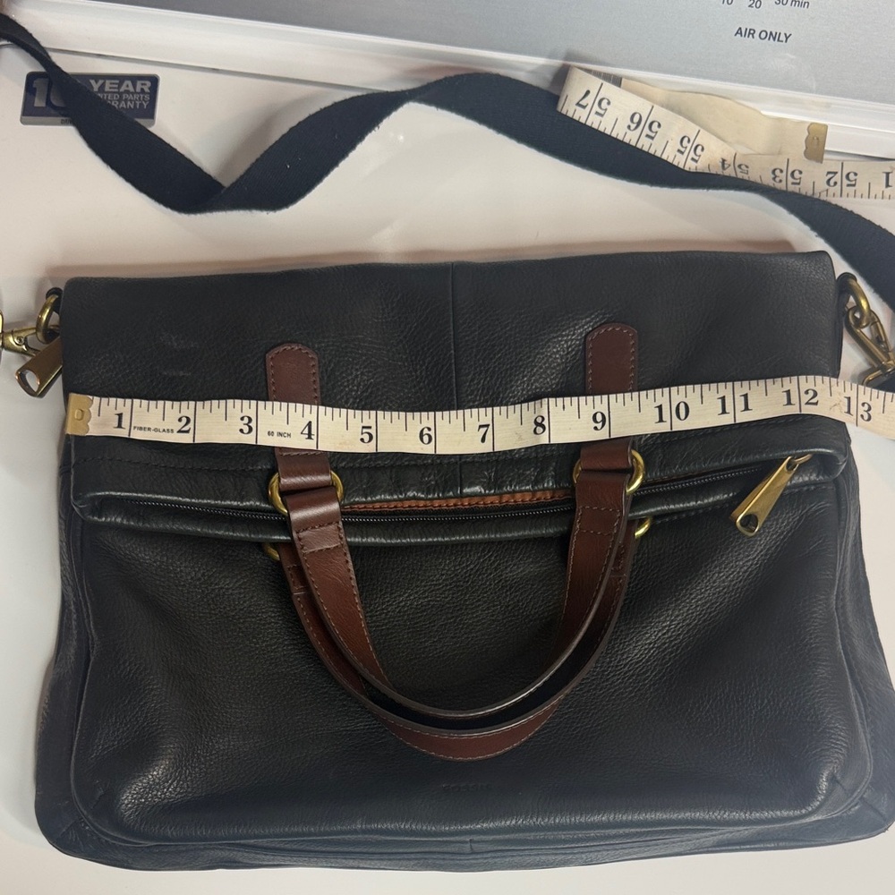 Fossil Leather Crossbody Satchel with Brown Handles - Picture 11 of 12